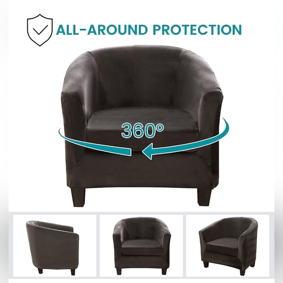 Dark Gray Velvet Club Chair Slipcover NWOT - Picture 4 of 4